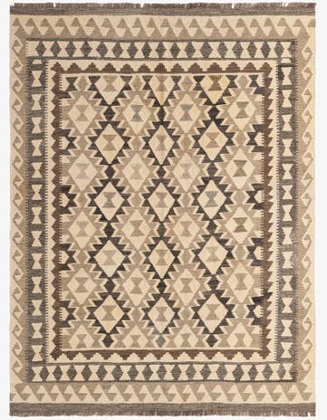 5' 2 x 6' 9 Hand Woven Kilim Maymana Wool Rug
