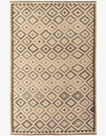 6' 7 x 10' 1 Hand Woven Kilim Maymana Wool Rug