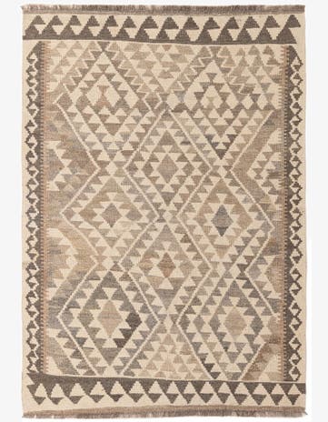 3' 9 x 5' 4 Hand Woven Kilim Maymana Wool Rug