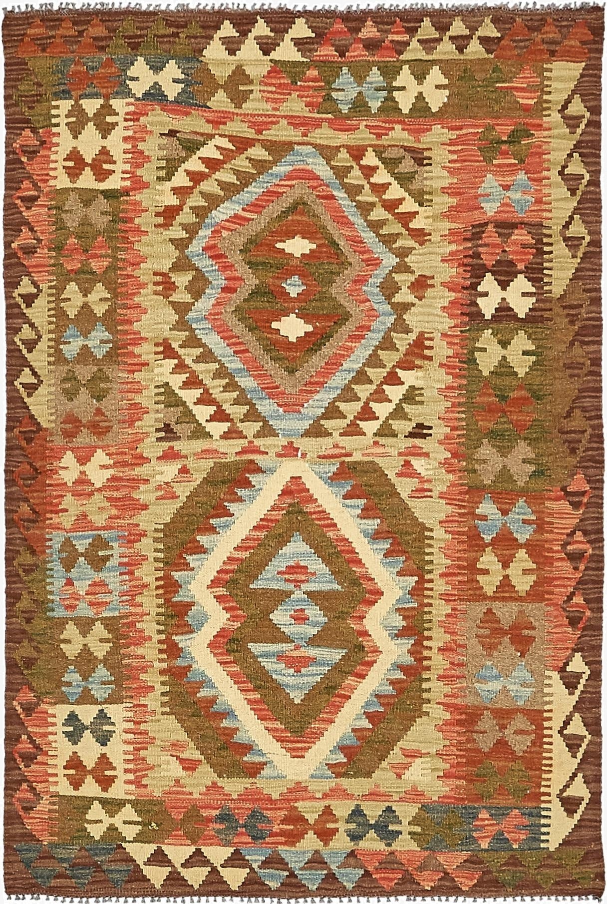 3' 3 x 4' 11  Hand Woven Kilim Maymana Wool Rug
