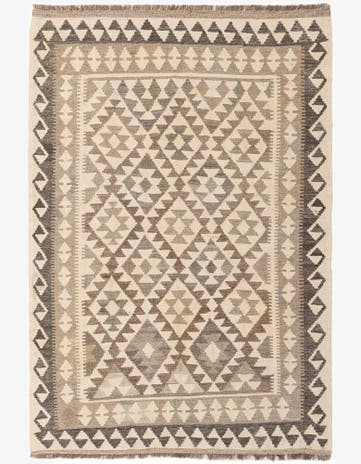 4' 1 x 5' 11 Hand Woven Kilim Maymana Wool Rug