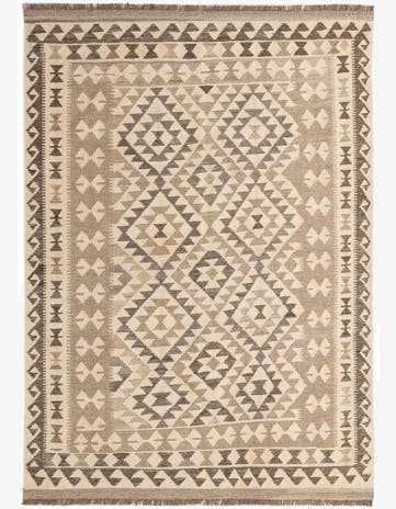 4' 11 x 6' 8 Hand Woven Kilim Maymana Wool Rug