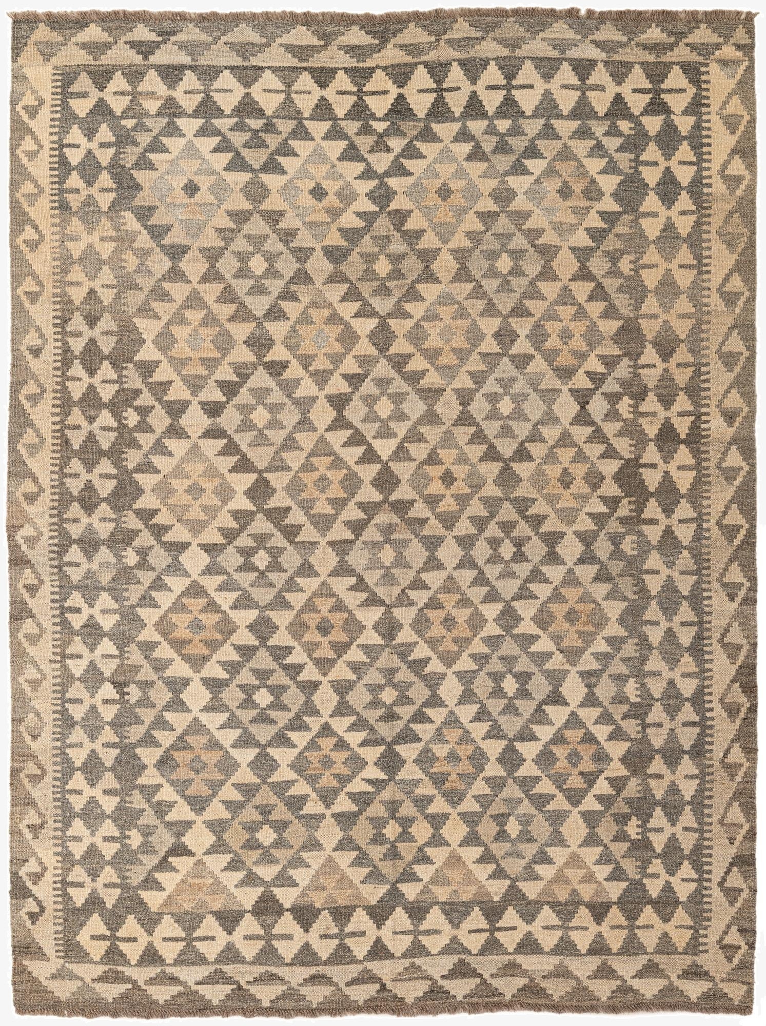 5' 2 x 6' 11  Hand Woven Kilim Maymana Wool Rug