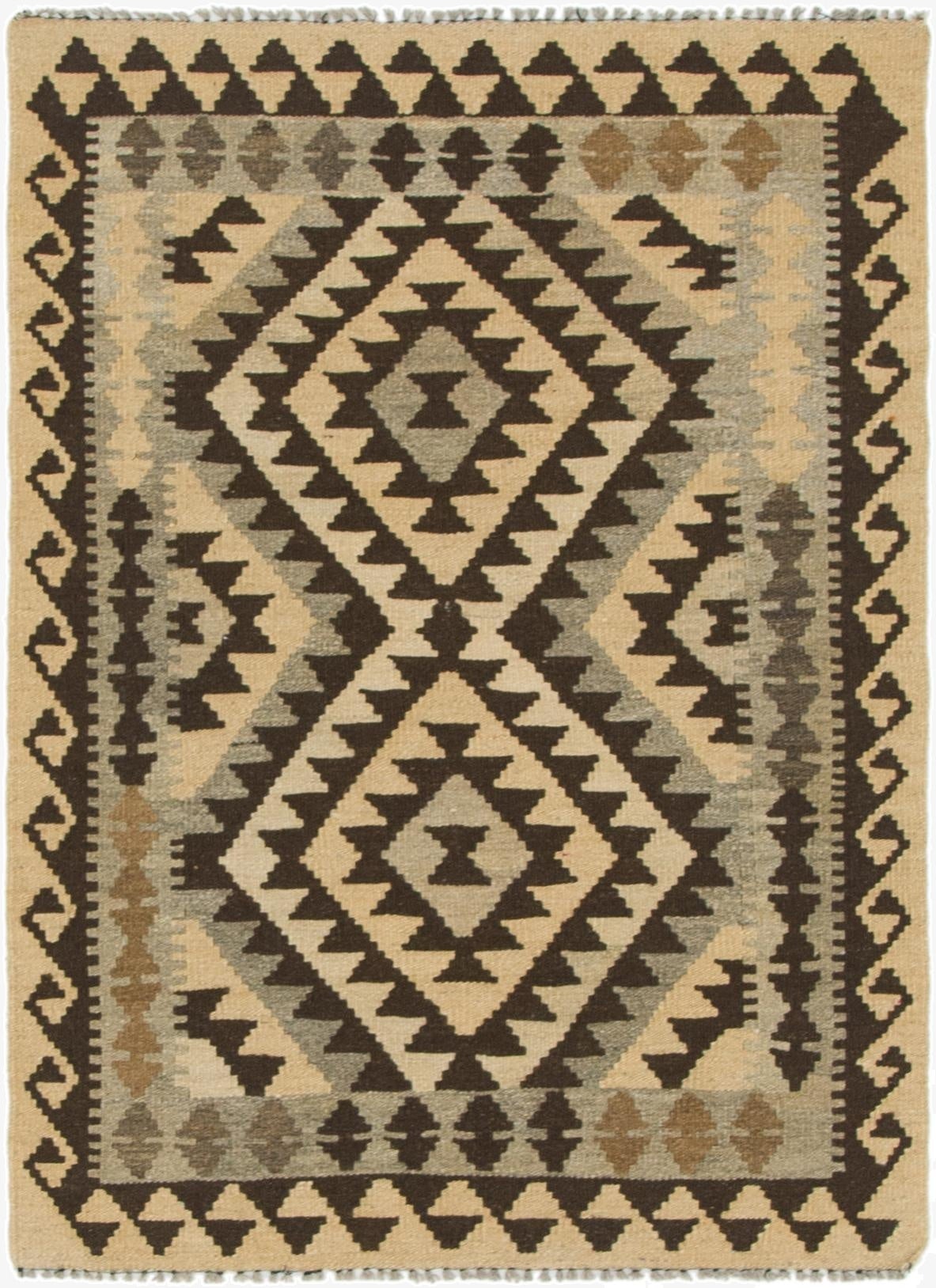 2' 10 x 4'  Hand Woven Kilim Maymana Wool Rug