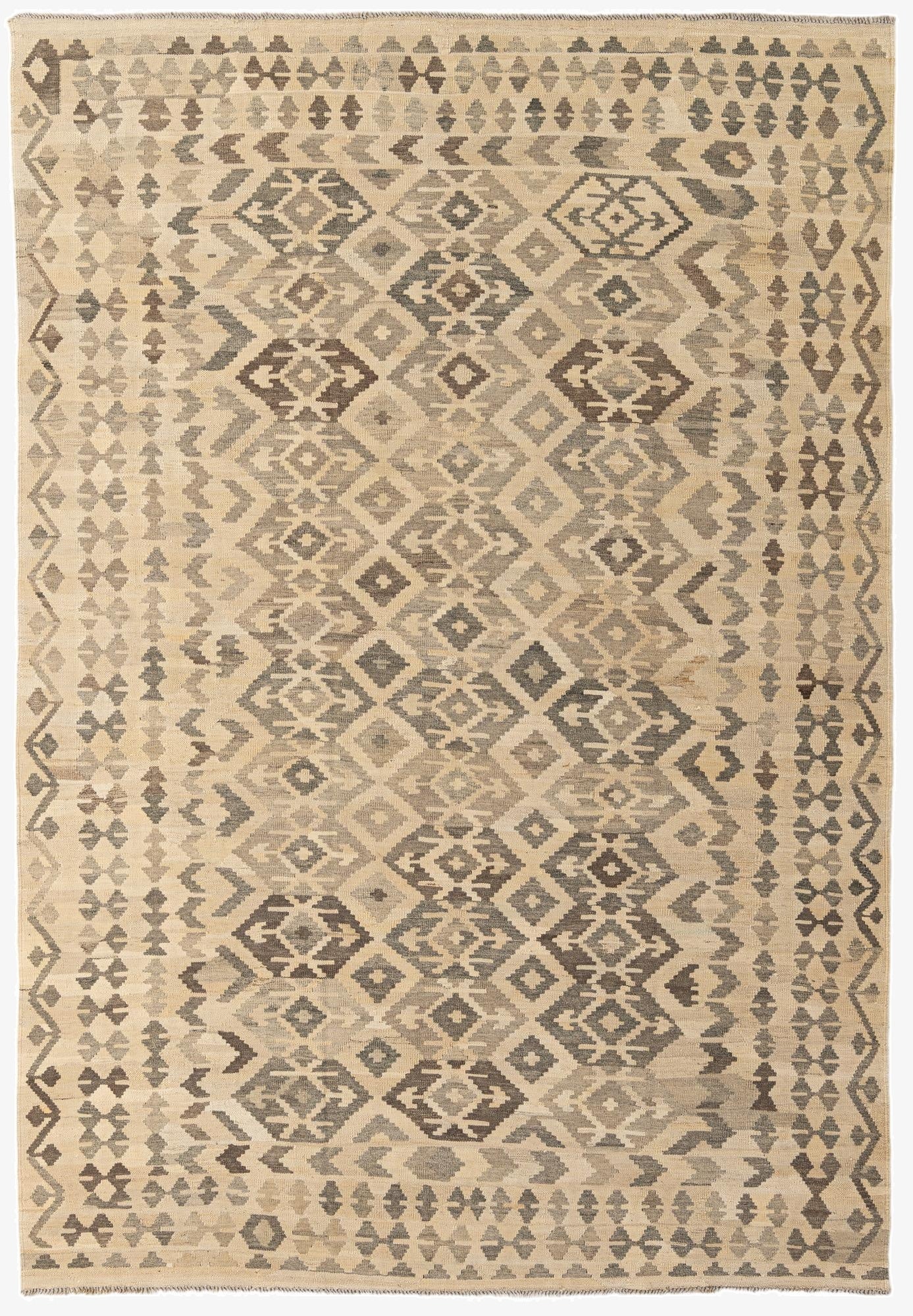 6' 9 x 9' 10  Hand Woven Kilim Maymana Wool Rug