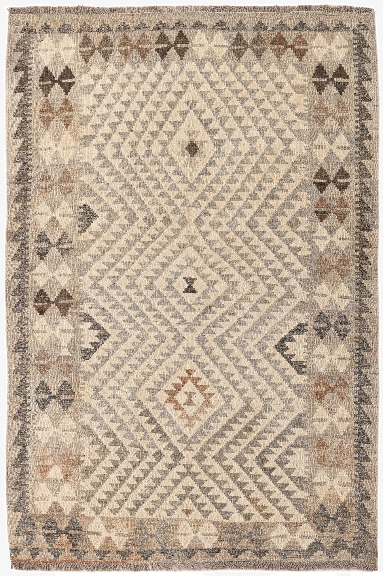 3' 11 x 6'  Hand Woven Kilim Maymana Wool Rug