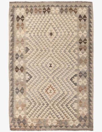 3' 11 x 6' Hand Woven Kilim Maymana Wool Rug