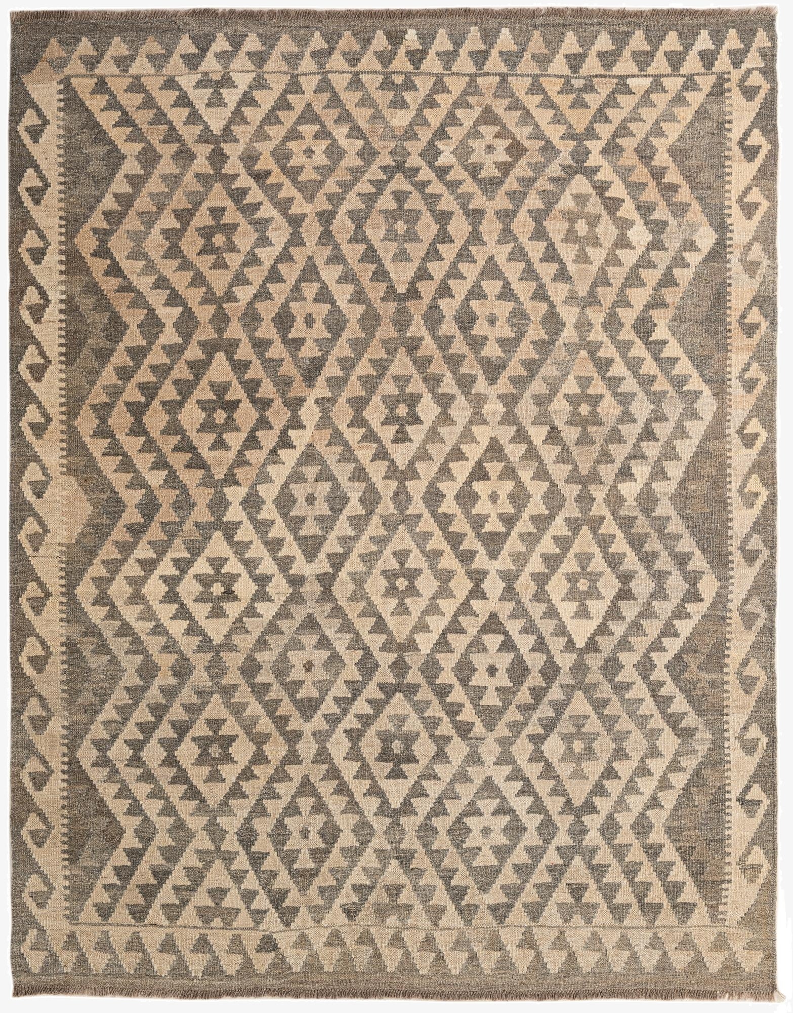 5' 3 x 6' 7  Hand Woven Kilim Maymana Wool Rug