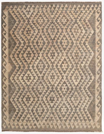 5' 3 x 6' 7 Hand Woven Kilim Maymana Wool Rug