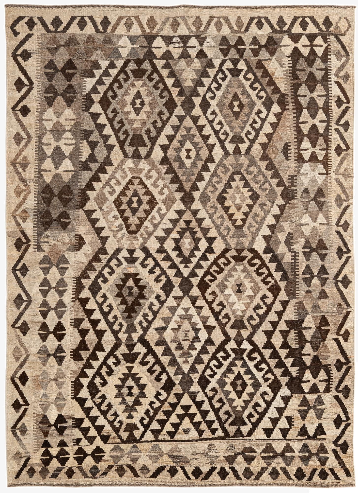 5' x 6' 10  Hand Woven Kilim Maymana Wool Rug