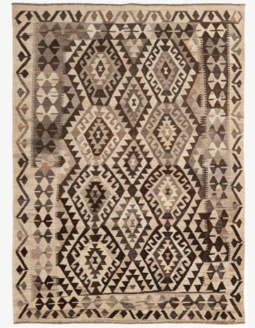 5' x 6' 10 Hand Woven Kilim Maymana Wool Rug