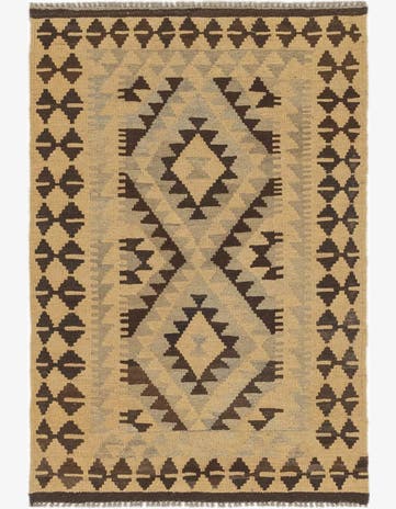2' 9 x 4' Hand Woven Kilim Maymana Wool Rug