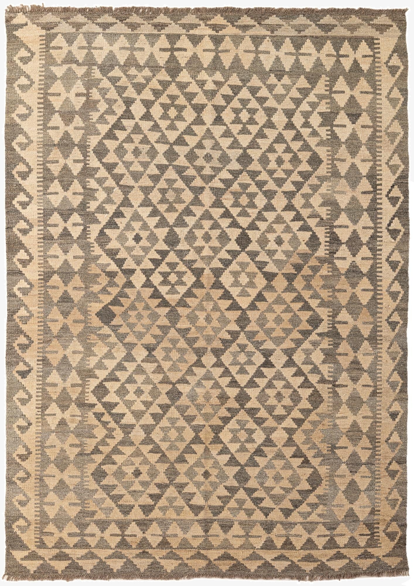 4' 11 x 6' 11  Hand Woven Kilim Maymana Wool Rug