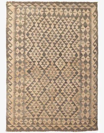 4' 11 x 6' 11 Hand Woven Kilim Maymana Wool Rug