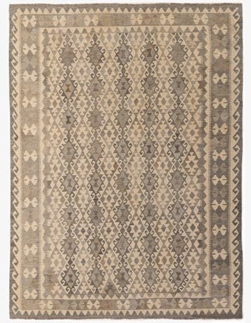 7' 3 x 9' 8 Hand Woven Kilim Maymana Wool Rug