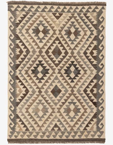 3' 8 x 5' 1 Hand Woven Kilim Maymana Wool Rug