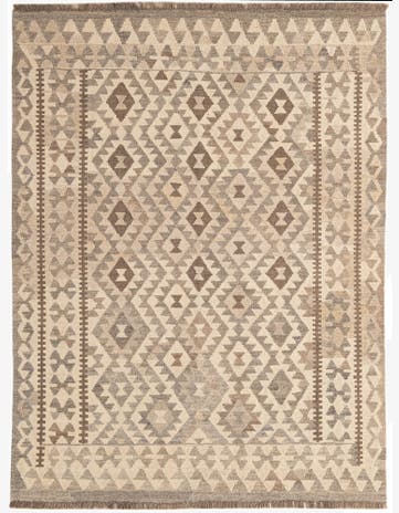 4' 10 x 6' 6 Hand Woven Kilim Maymana Wool Rug