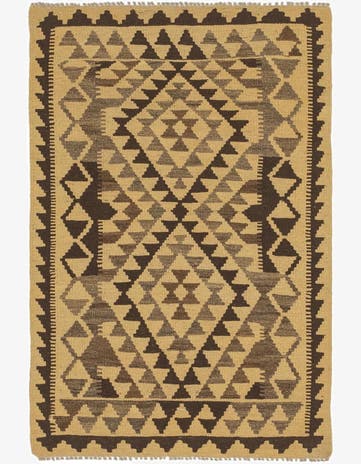 2' 9 x 4' Hand Woven Kilim Maymana Wool Rug