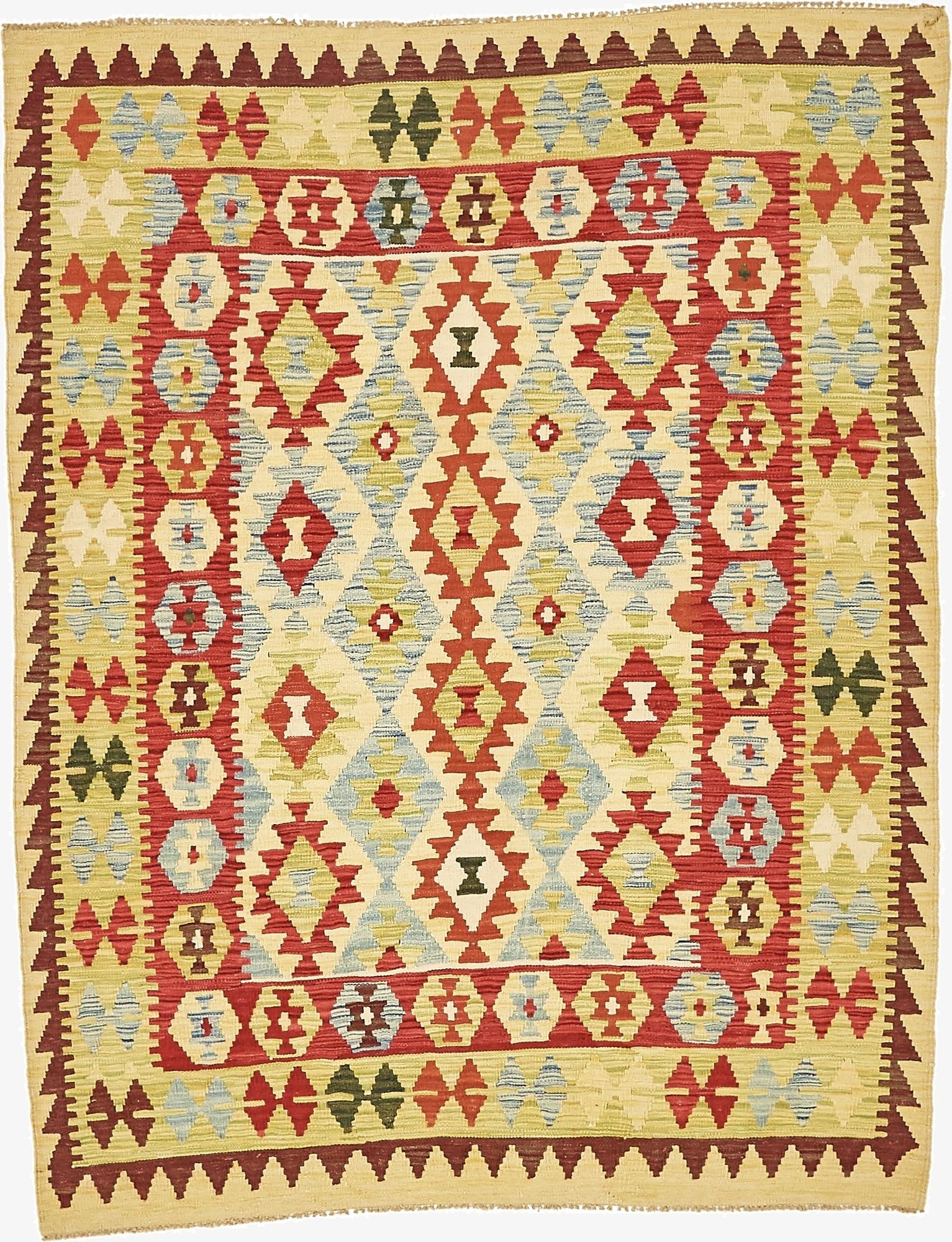 4' 10 x 6' 3  Hand Woven Kilim Maymana Wool Rug