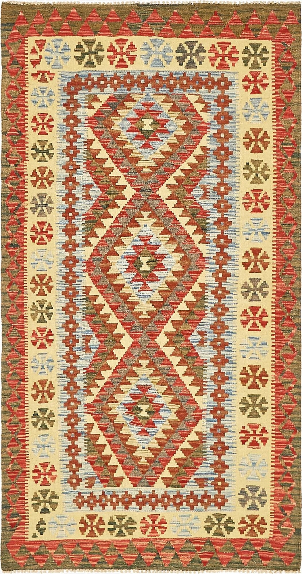 3' 3 x 6' 4  Hand Woven Kilim Maymana Wool Rug