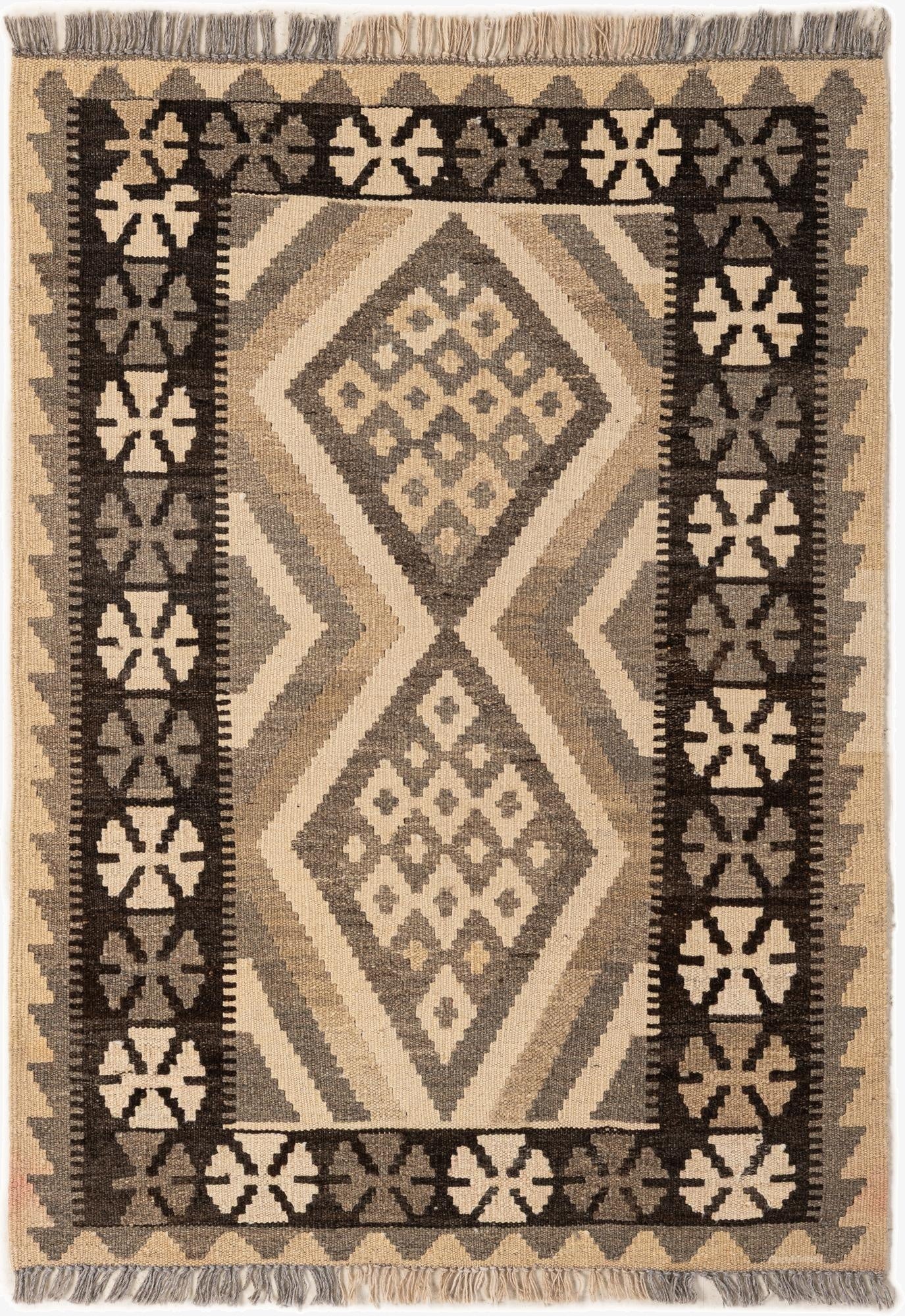 2' 11 x 3' 11  Hand Woven Kilim Maymana Wool Rug