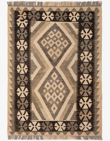 2' 11 x 3' 11 Hand Woven Kilim Maymana Wool Rug