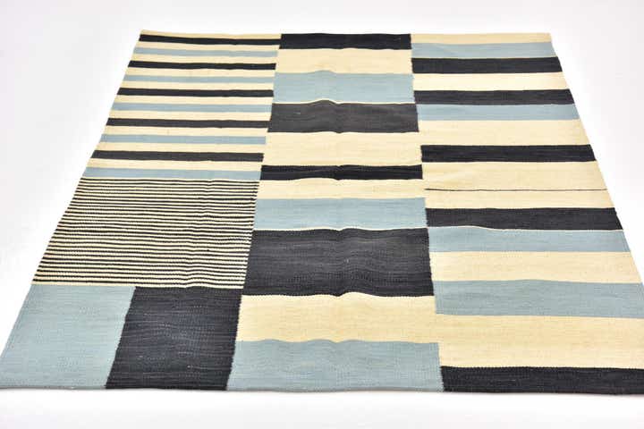 4' 3 x 5' 10 Hand Woven Kilim Modern Wool Rug