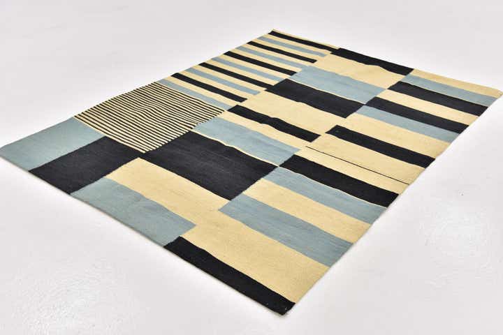 4' 5 x 5' 9 Hand Woven Kilim Modern Wool Rug