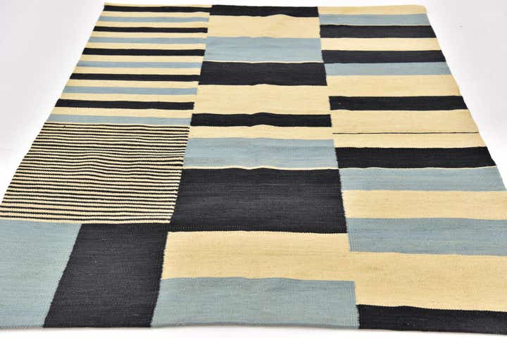 4' 5 x 5' 9 Hand Woven Kilim Modern Wool Rug
