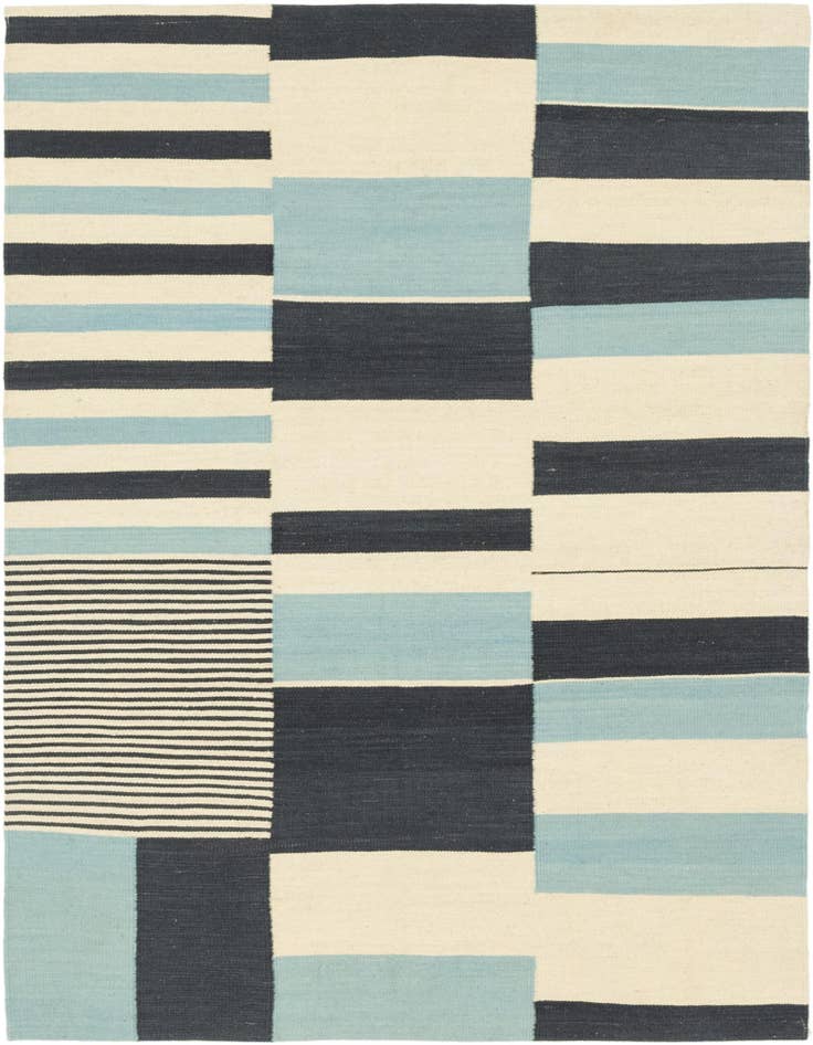 Detail image of 4' 5 x 5' 9 Hand Woven Kilim Modern Wool Rug