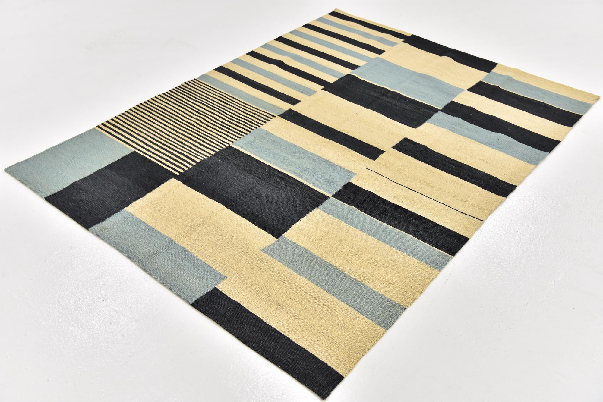 4' 5 x 5' 10 Hand Woven Kilim Modern Wool Rug