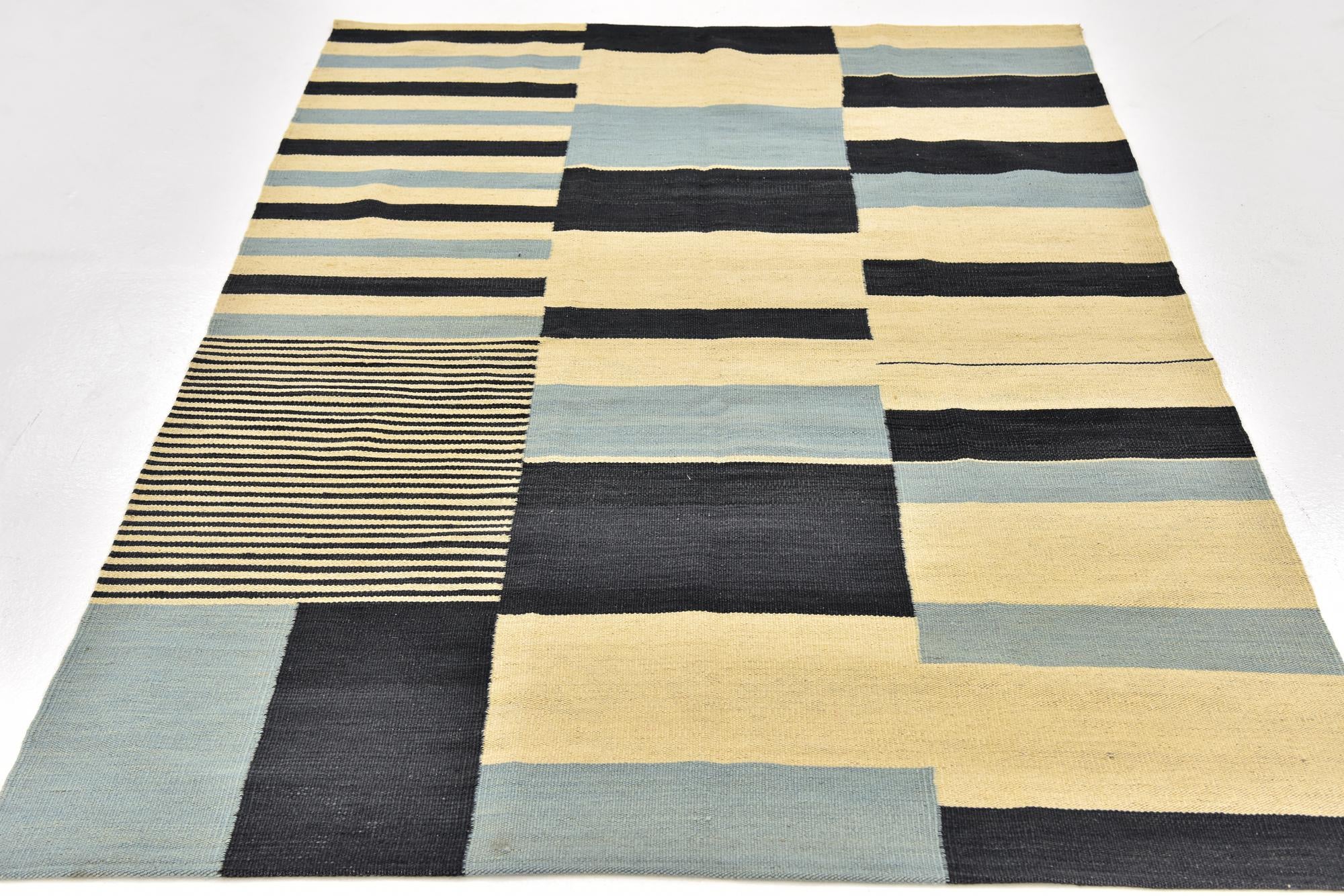 4' 5 x 5' 10 Hand Woven Kilim Modern Wool Rug