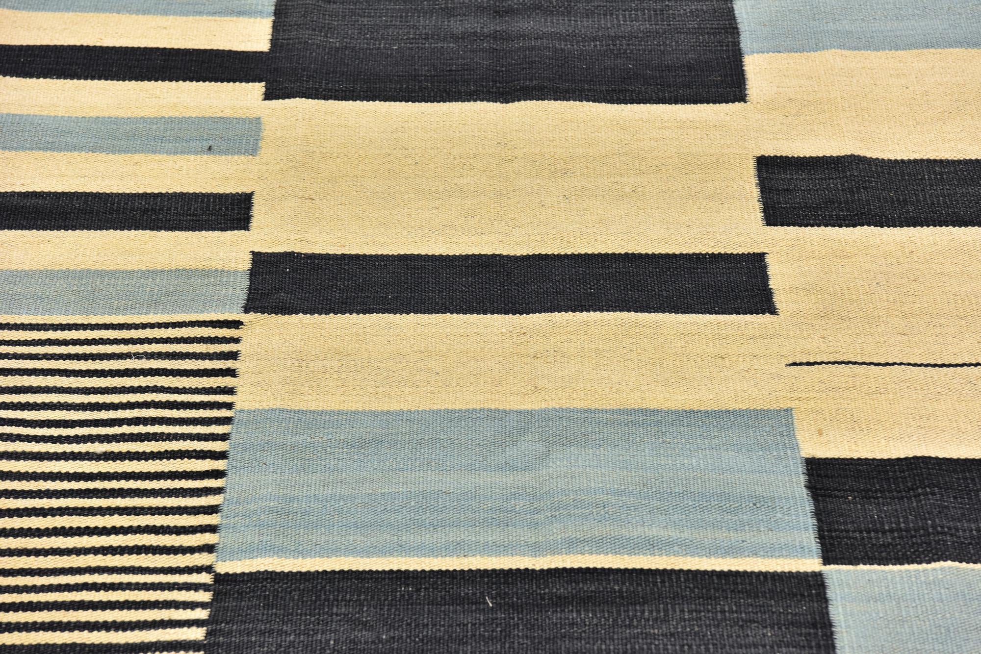 4' 5 x 5' 10 Hand Woven Kilim Modern Wool Rug