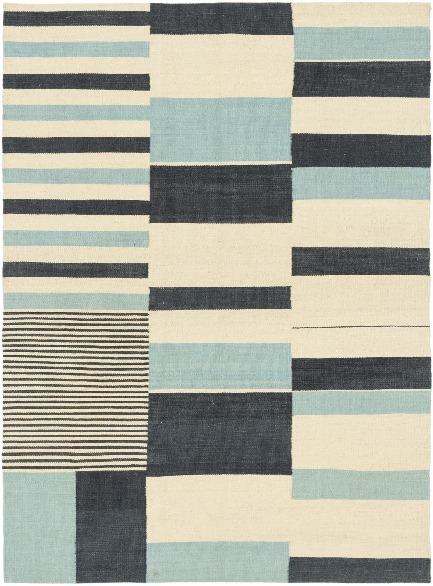 4' 5 x 5' 10 Hand Woven Kilim Modern Wool Rug