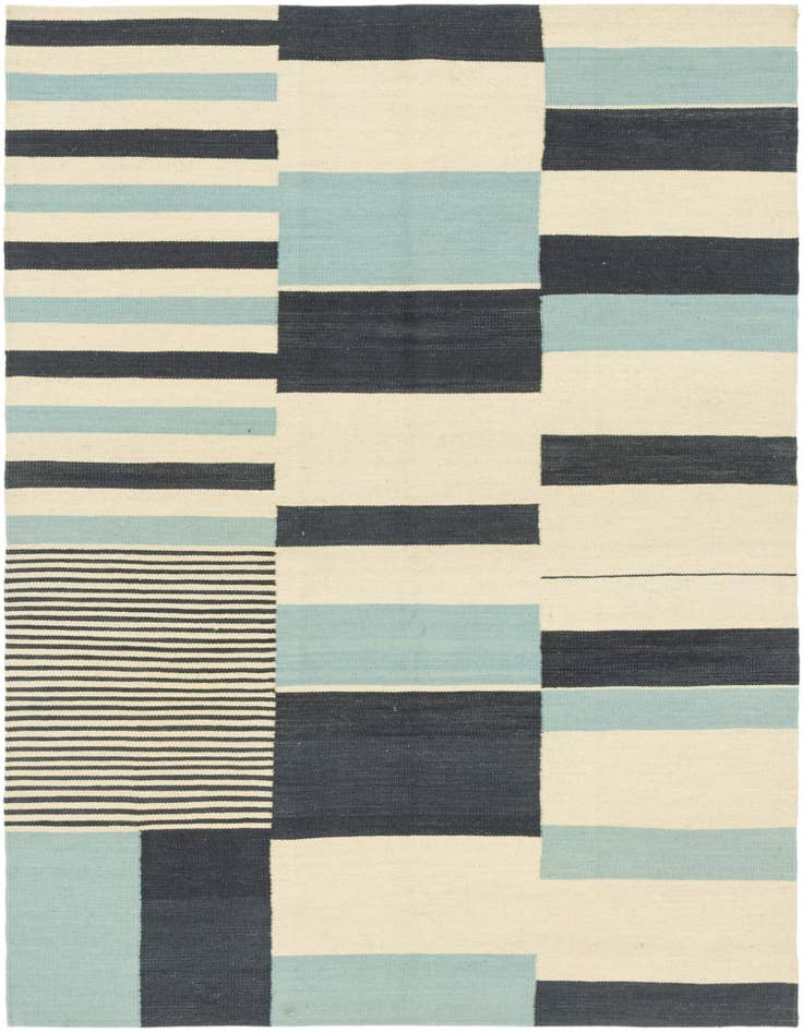 Detail image of 4' 5 x 5' 10 Hand Woven Kilim Modern Wool Rug
