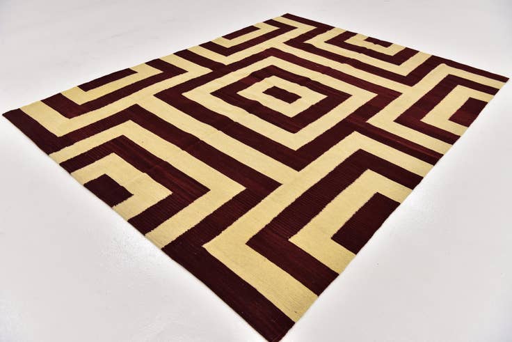 Detail image of 6' x 7' 10 Hand Woven Kilim Modern Wool Rug