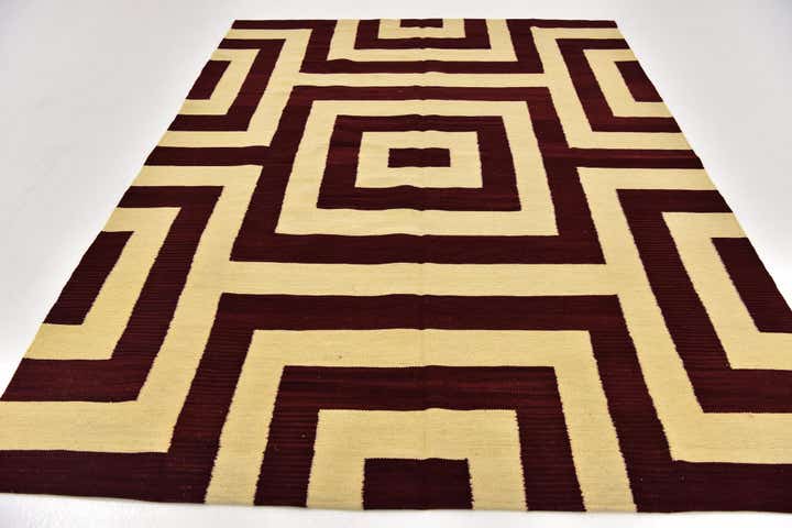 6' x 7' 10 Hand Woven Kilim Modern Wool Rug