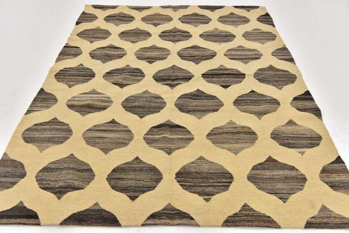 5' x 6' 6 Hand Woven Kilim Modern Wool Rug