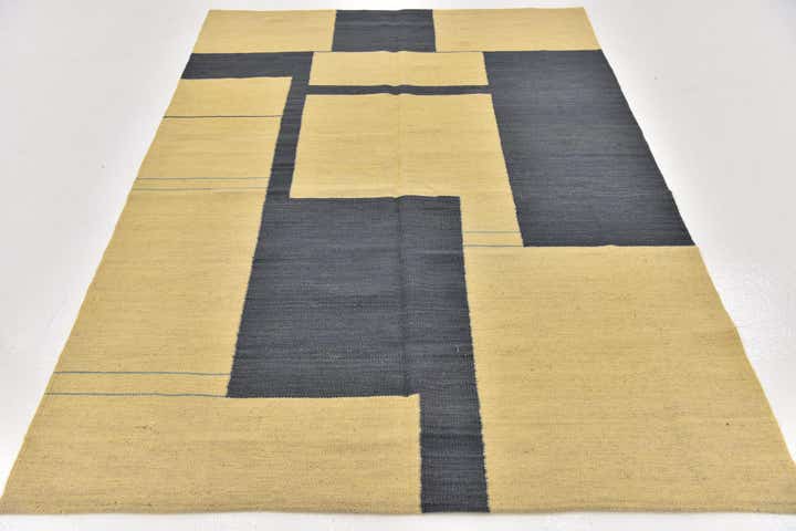 4' 3 x 5' 9 Hand Woven Kilim Modern Wool Rug
