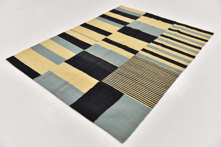 4' 4 x 5' 10 Hand Woven Kilim Modern Wool Rug