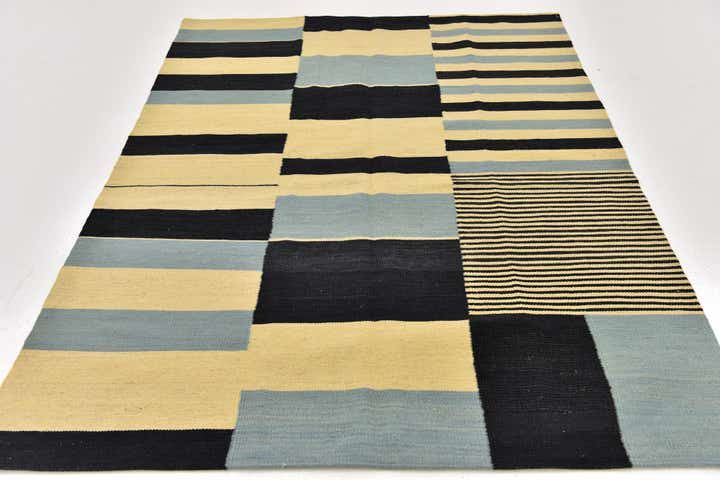 4' 4 x 5' 10 Hand Woven Kilim Modern Wool Rug