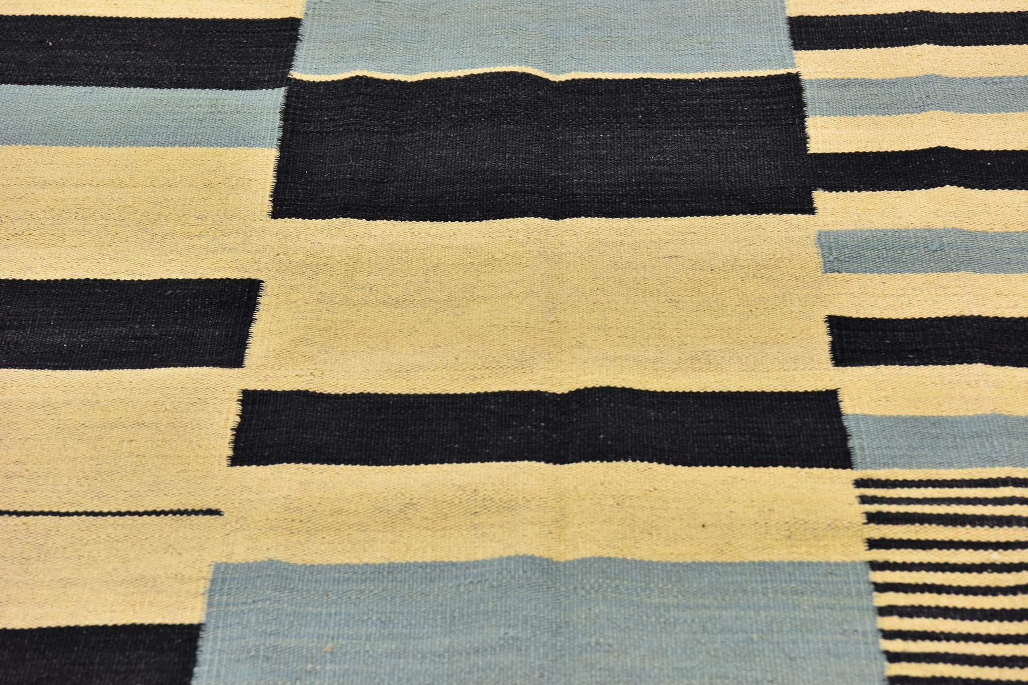 4' 4 x 5' 10 Hand Woven Kilim Modern Wool Rug