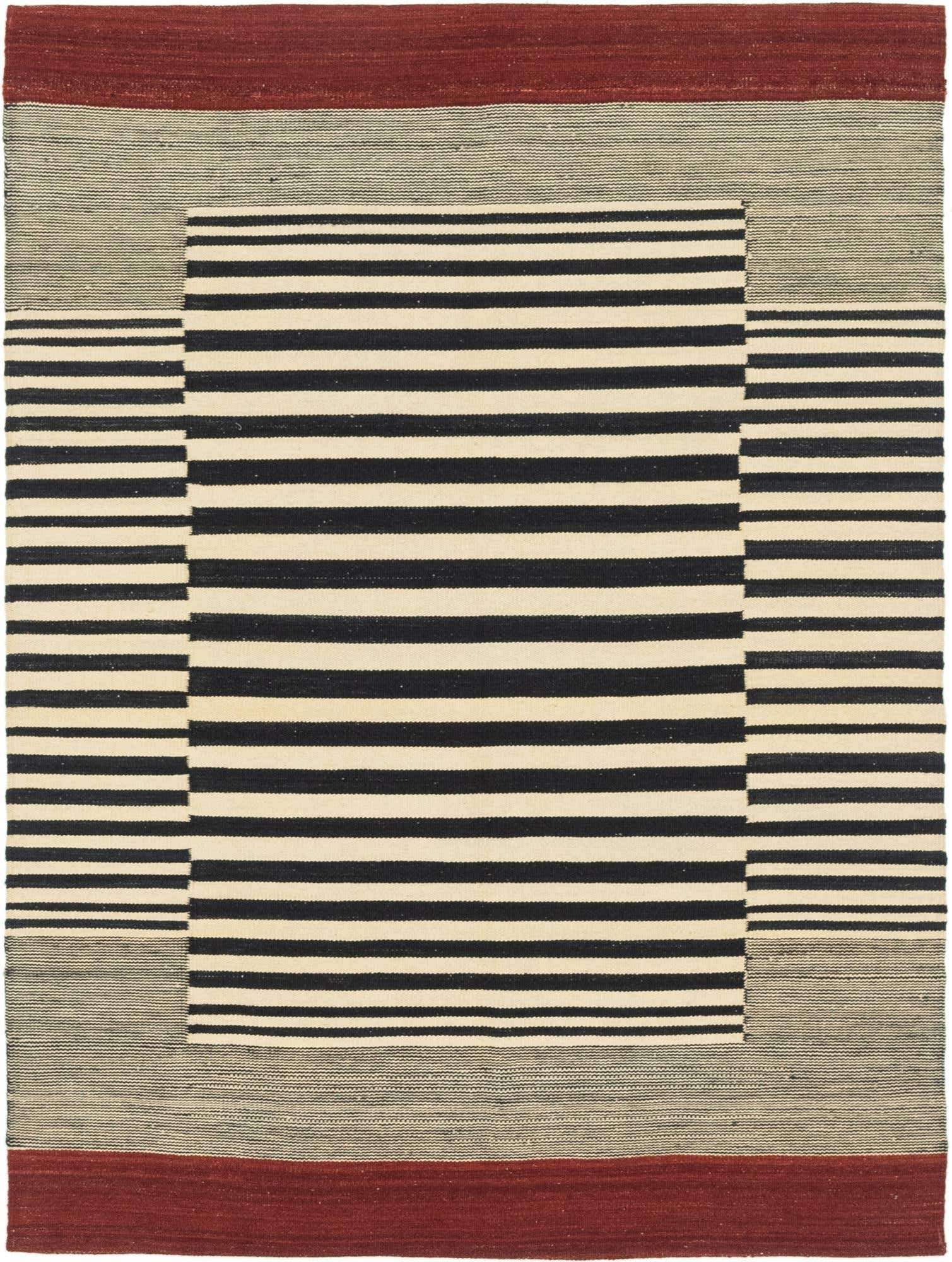 4' 4 x 5' 9 Hand Woven Kilim Modern Wool Rug