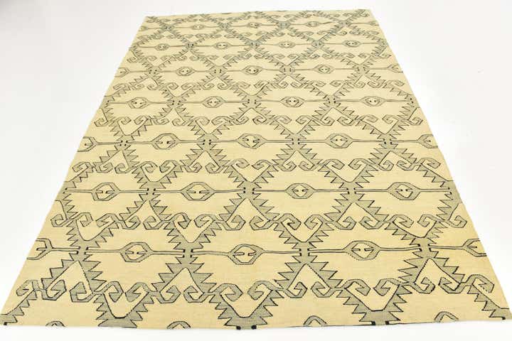 6' x 7' 9 Hand Woven Kilim Modern Wool Rug