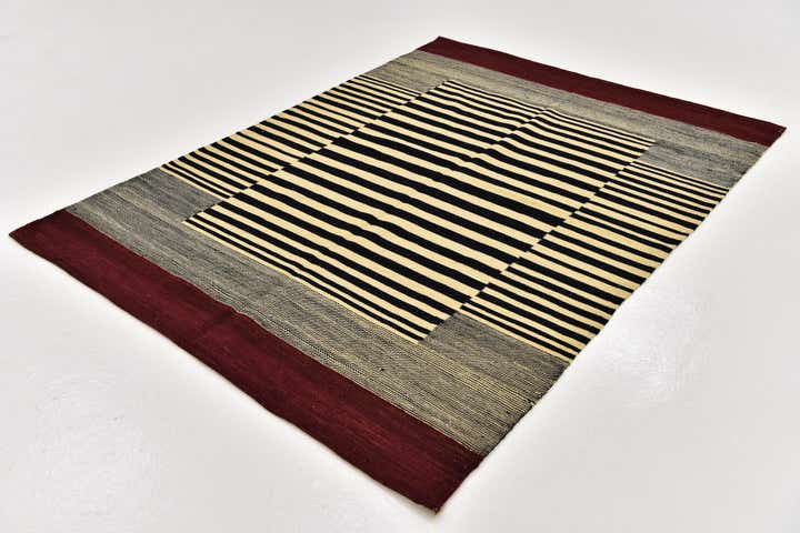 4' 2 x 5' 10 Hand Woven Kilim Modern Wool Rug