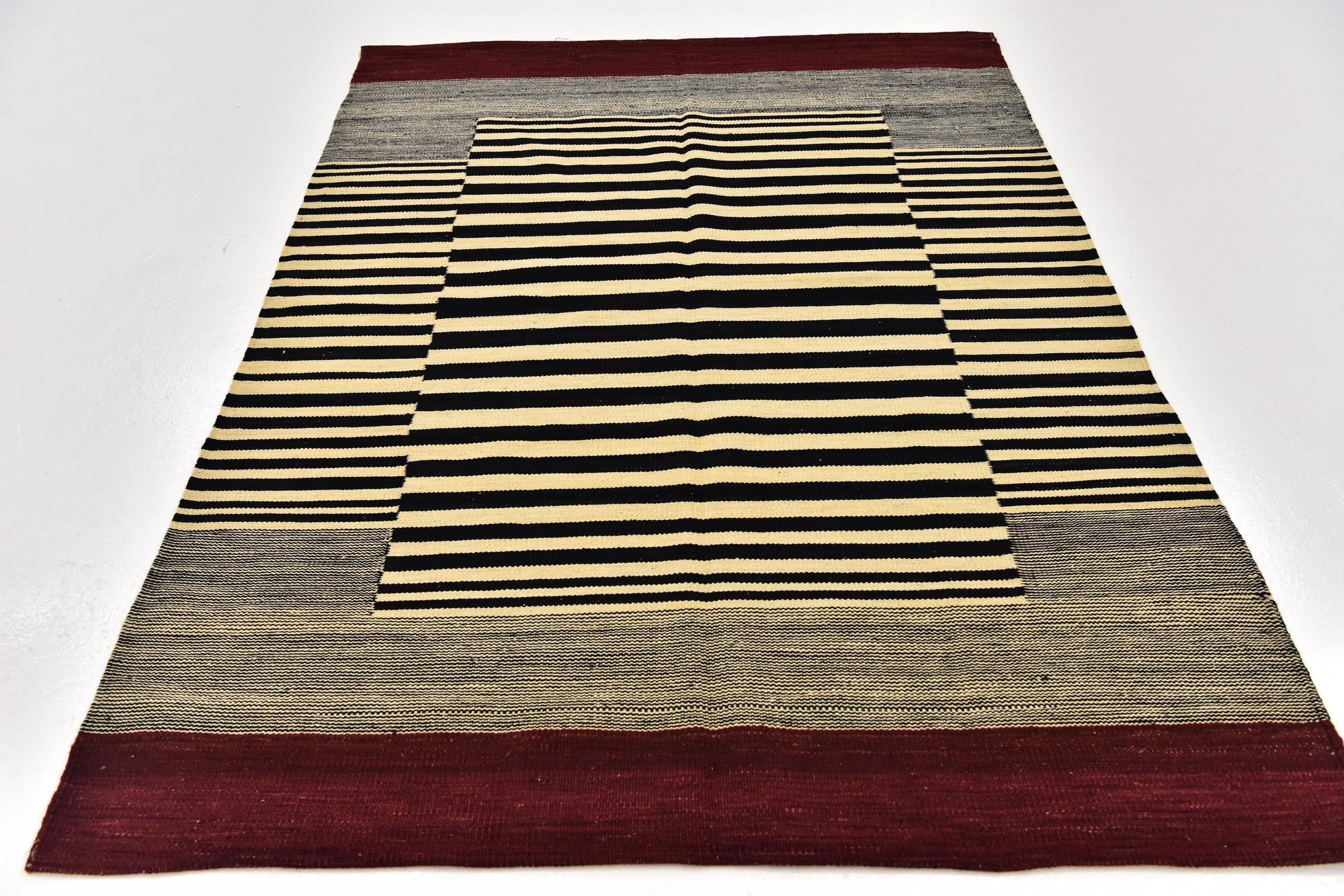 4' 2 x 5' 10 Hand Woven Kilim Modern Wool Rug