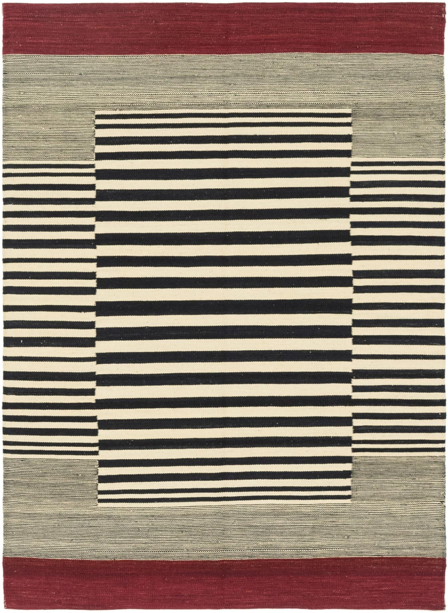 4' 2 x 5' 10 Hand Woven Kilim Modern Wool Rug