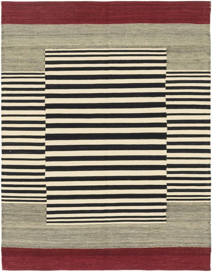 Detail image of 4' 2 x 5' 10 Hand Woven Kilim Modern Wool Rug