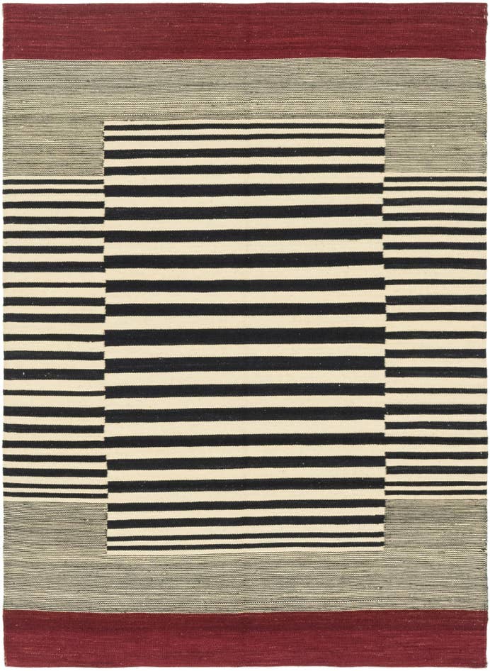 Detail image of 4' 2 x 5' 10 Hand Woven Kilim Modern Wool Rug