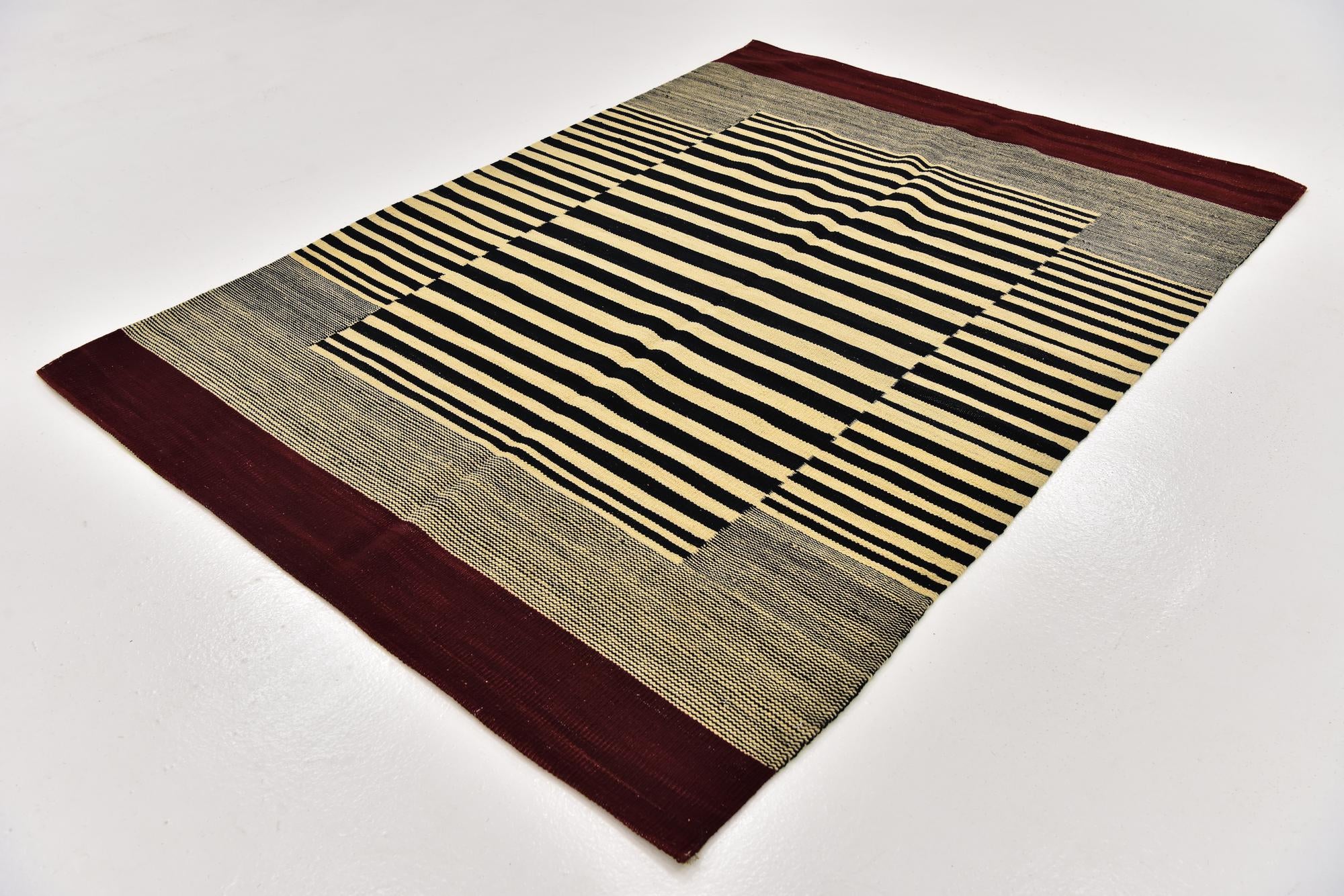 4' 2 x 5' 10 Hand Woven Kilim Modern Wool Rug